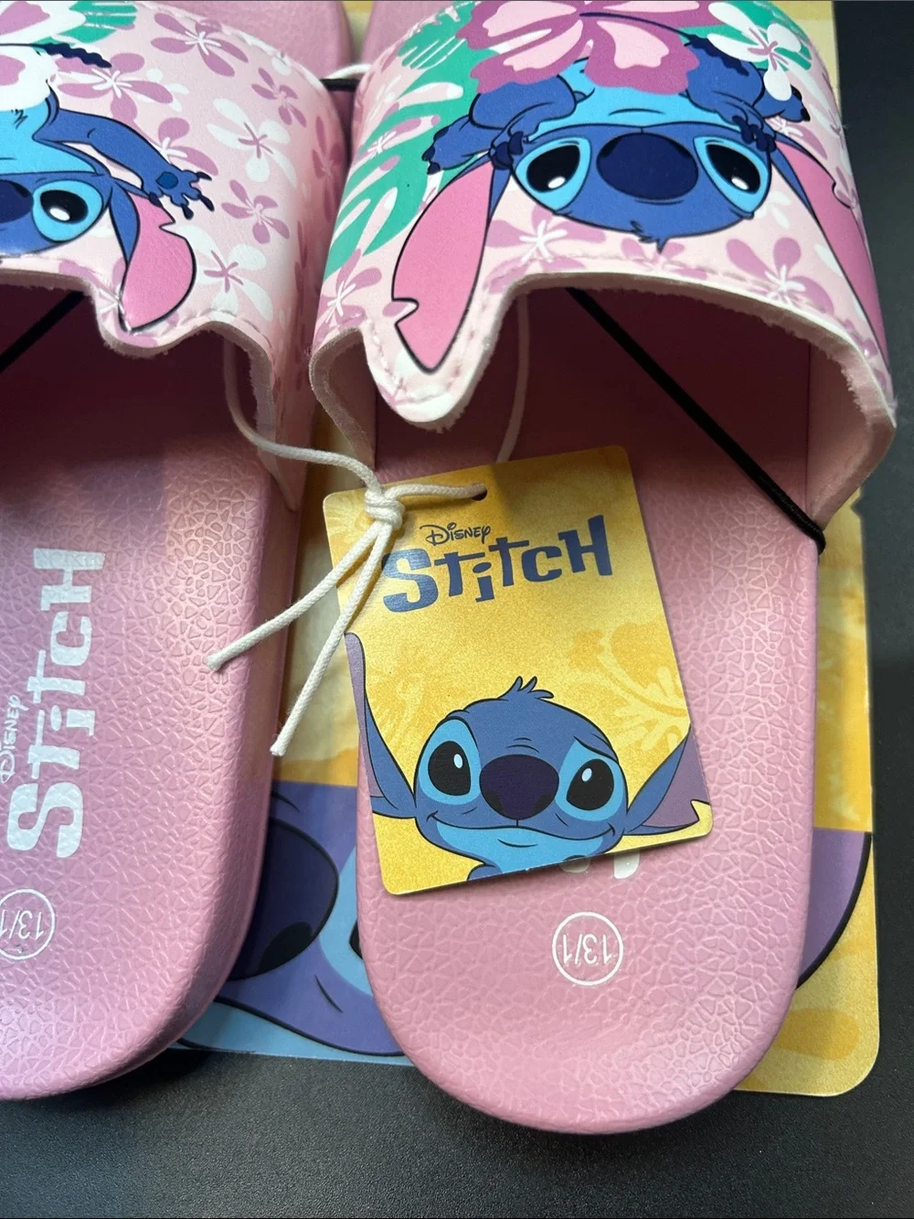 Disney Stitch Pink Floral Kids' Slide Sandals